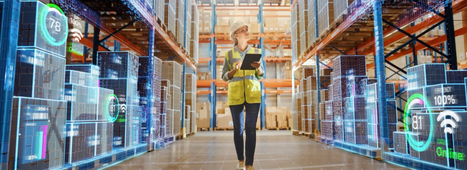 Warehouse manager automating tasks using workflows for increased efficiency and productivity.