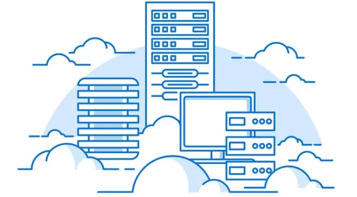 Illustration of cloud servers.
